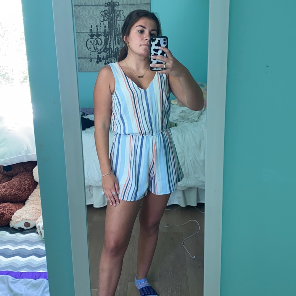 Striped Printed Romper